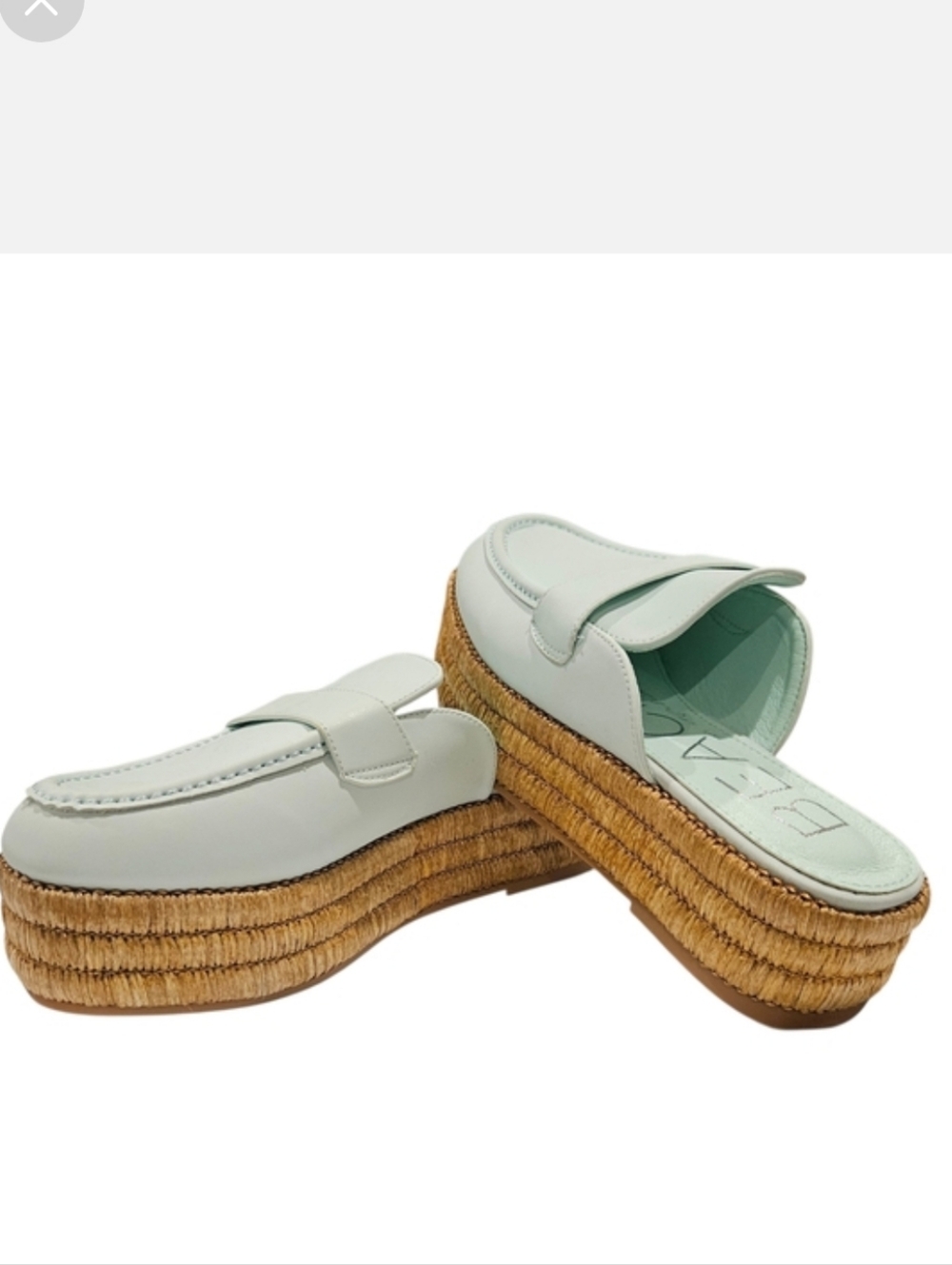 Mint Leather Platform Espadrille Mule‎